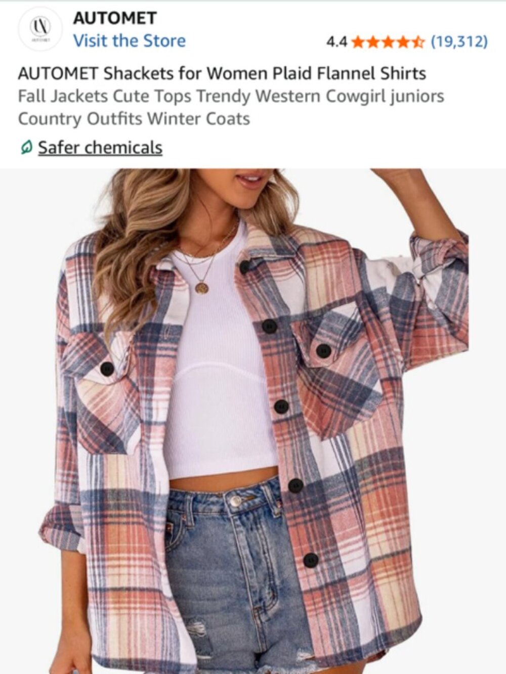 Pastel Pink & Blue Plaid Flannel Shirt Size S